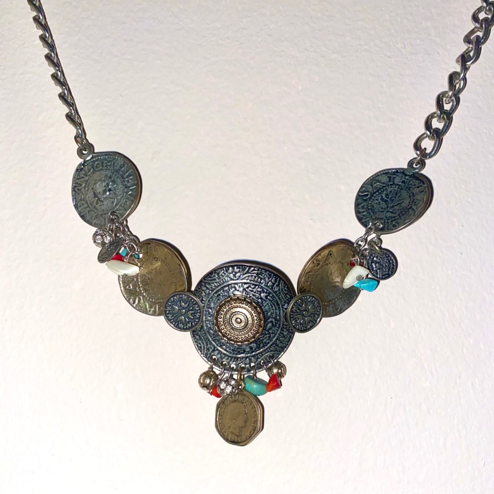 Boho medallion necklace